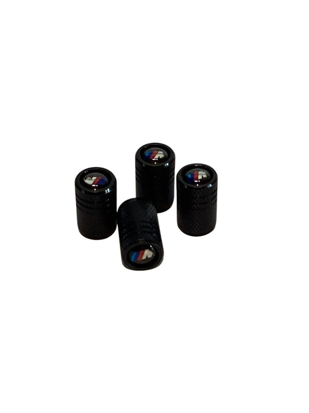 4PCS Black Polished Aluminum Acrylic Center Logo for BMW Valve Stem Caps NEW